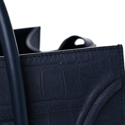 Celine Crocodile Embossed Calfskin Medium Phantom Luggage Navy Blue 21 of 24