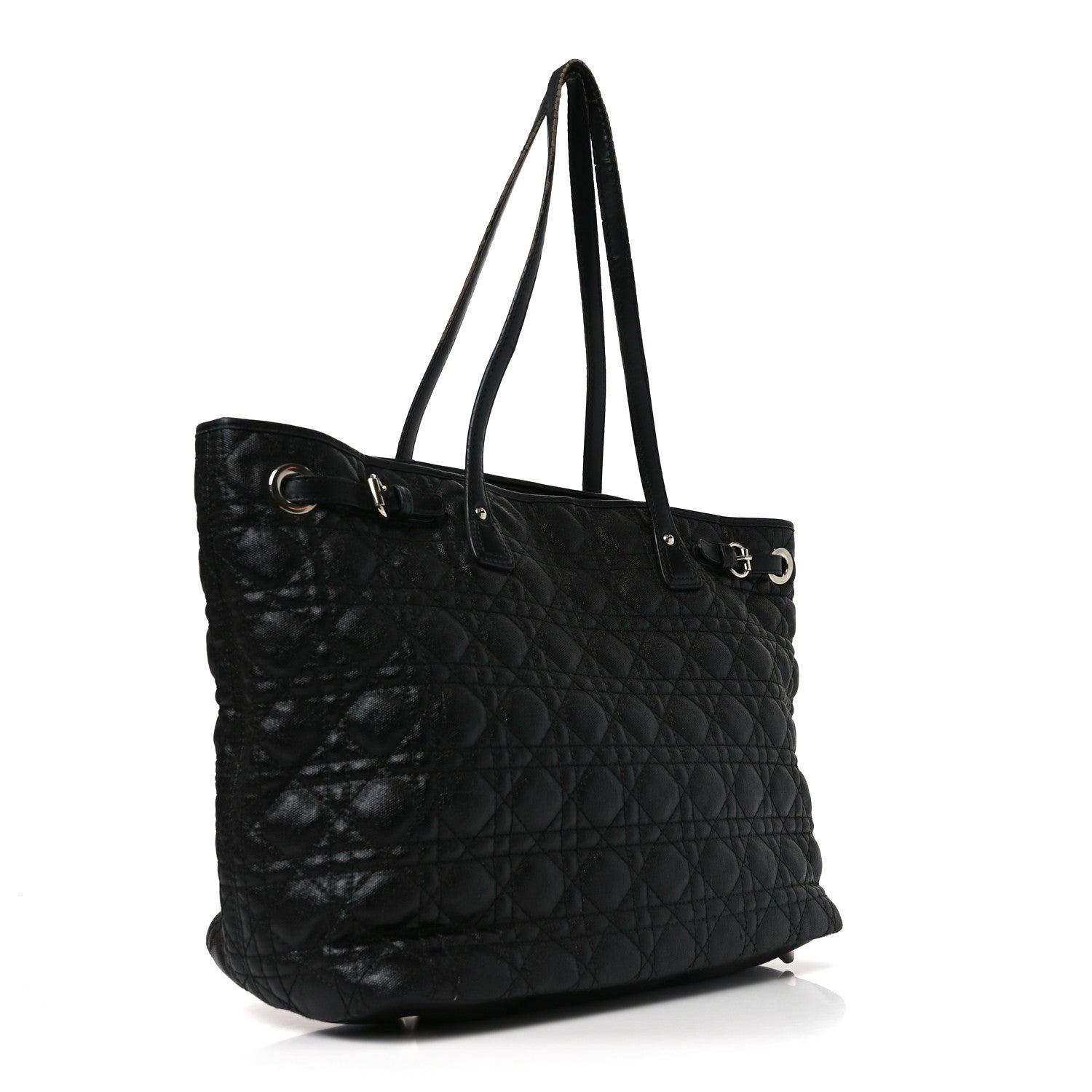 Christian Dior Coated Canvas Cannage Small Panarea Tote Black 3 of 12