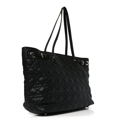 Christian Dior Coated Canvas Cannage Small Panarea Tote Black 3 of 12