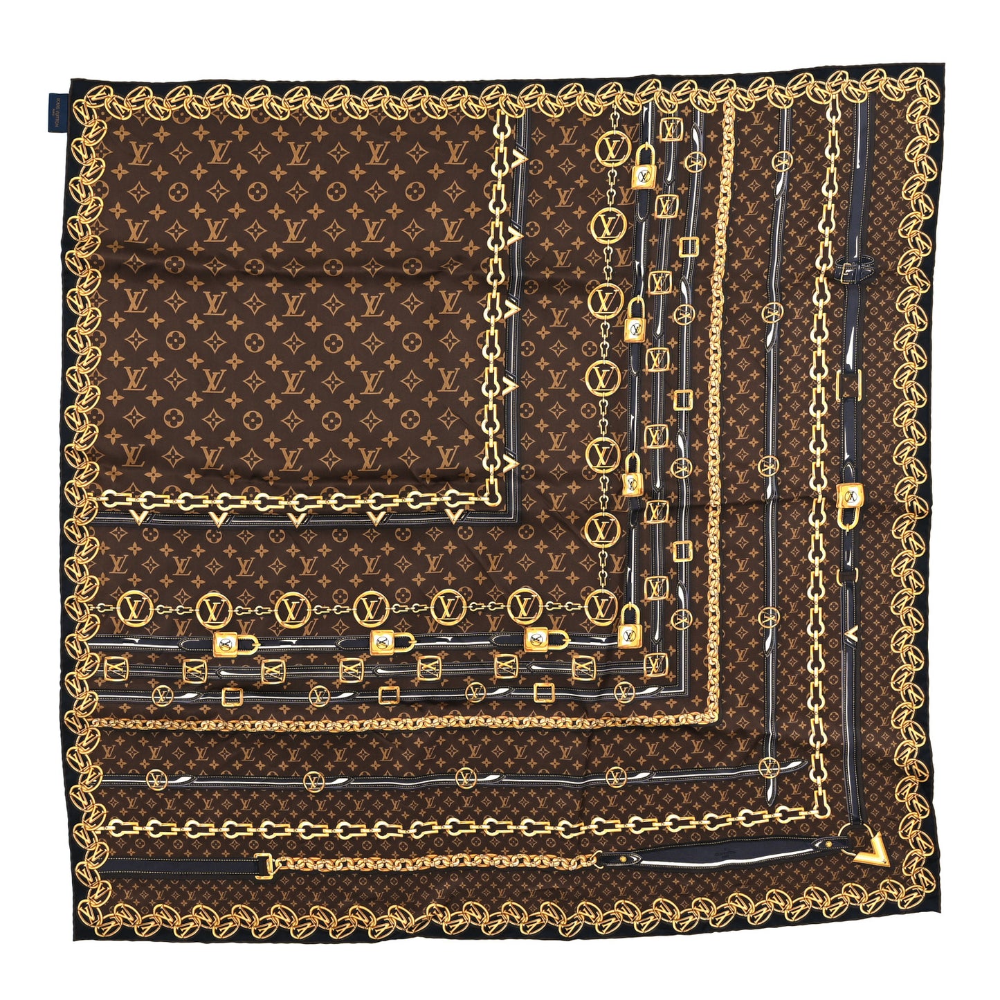 Silk Monogram Forever Square Scarf Brown