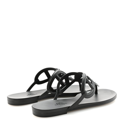 Hermes Rubber Womens Egerie Sandals 38 Black 5 of 9