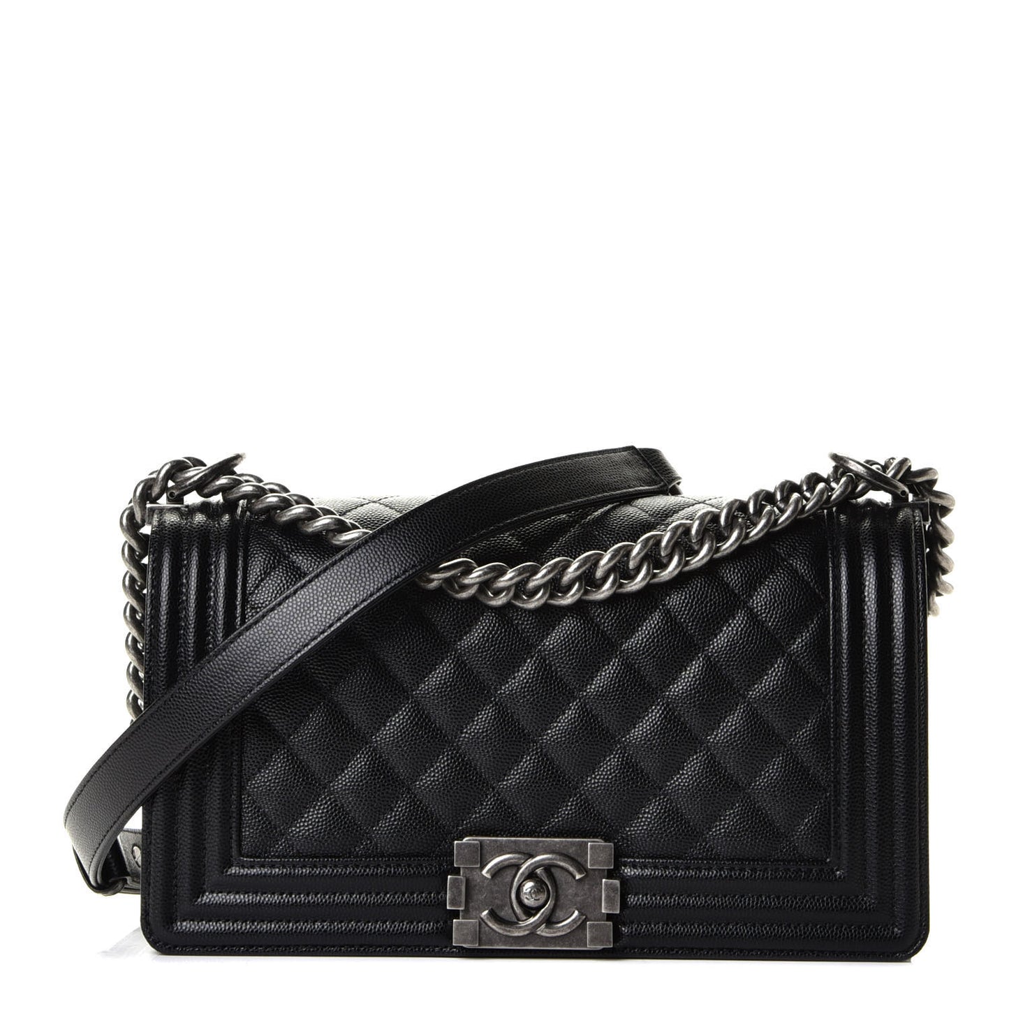 Caviar Quilted Medium Boy Flap Black