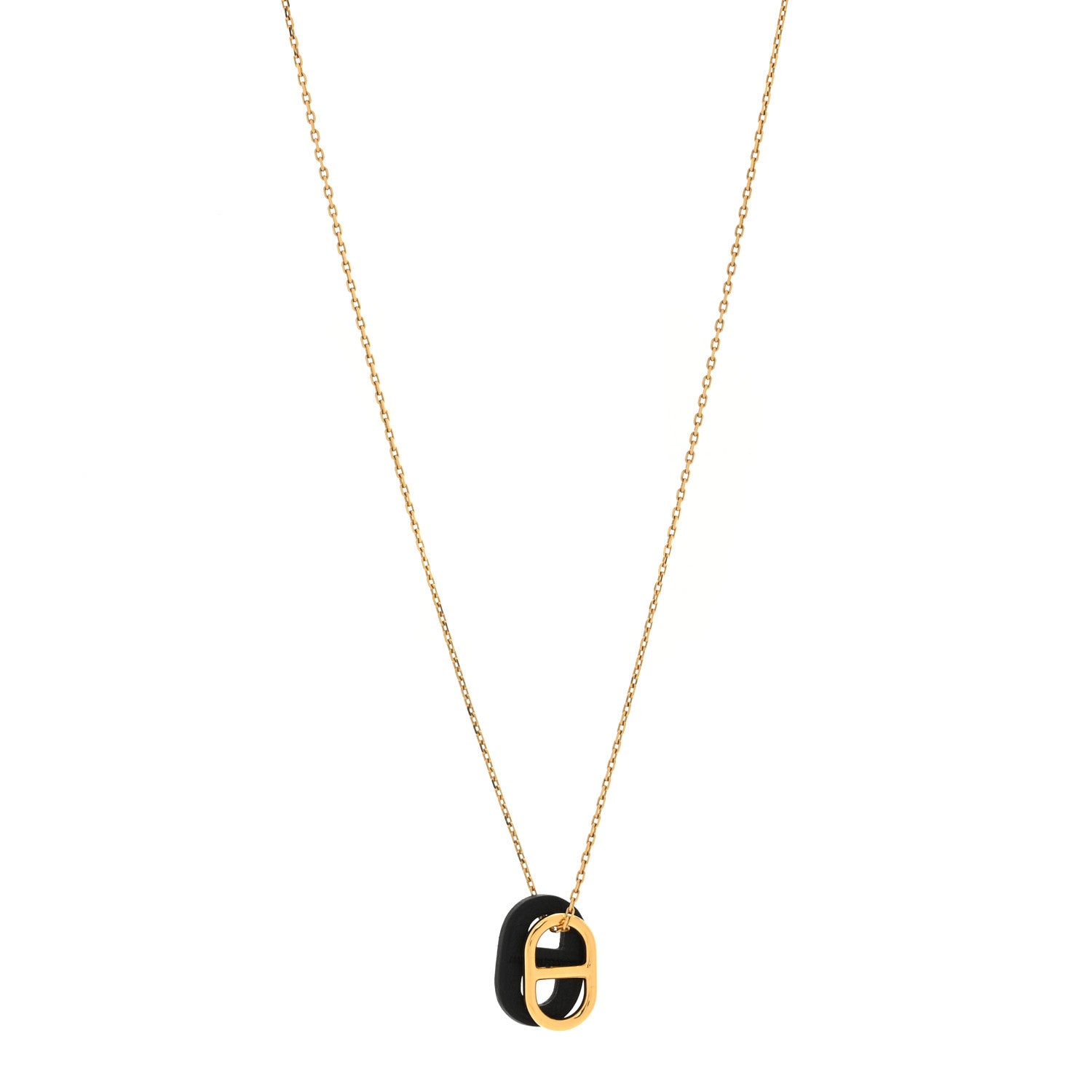 Hermes Swift O'Maillon Pendant Necklace Black 1 of 7