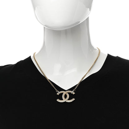 Chanel Crystal Logo CC Chain Necklace Gold 2 of 6