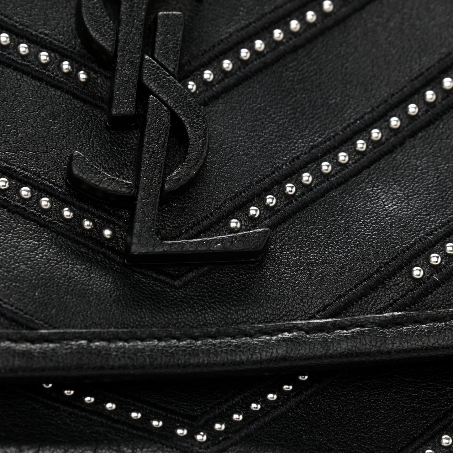 Calfskin Matelasse Monogram Microstud Medium Niki Chain Satchel Black
