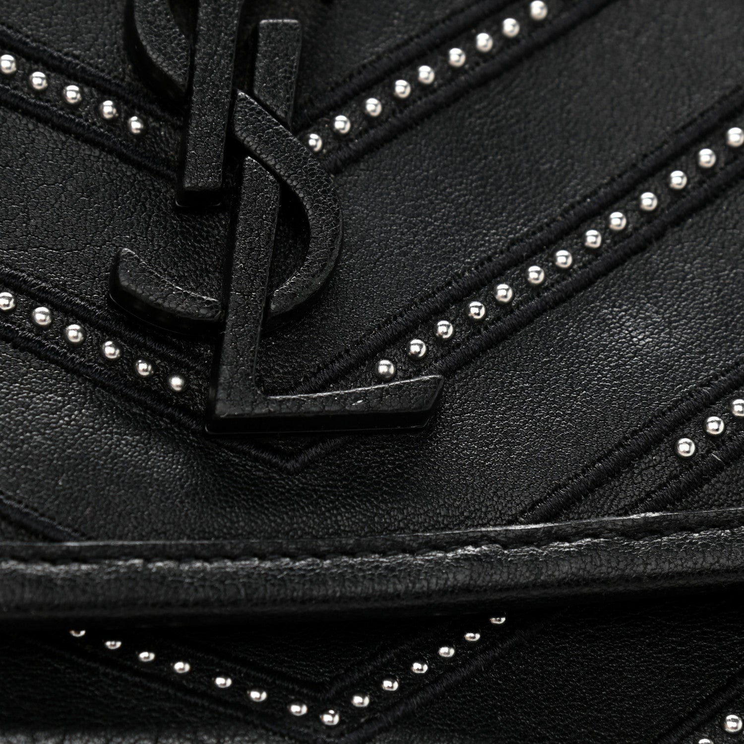 Saint Laurent Calfskin Matelasse Monogram Microstud Medium Niki Chain Satchel Black 11 of 11