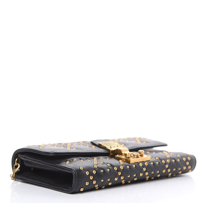 Christian Dior Lambskin Cannage Studded Dioraddict Wallet on Chain Black 4 of 11