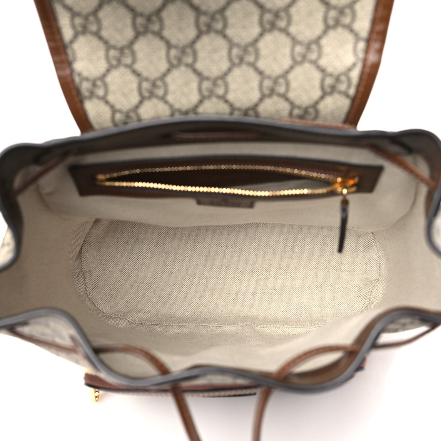Gucci GG Supreme Monogram Azalea Calfskin Retro Interlocking G Buckle Backpack Beige Ebony Brown Sugar 5 of 10