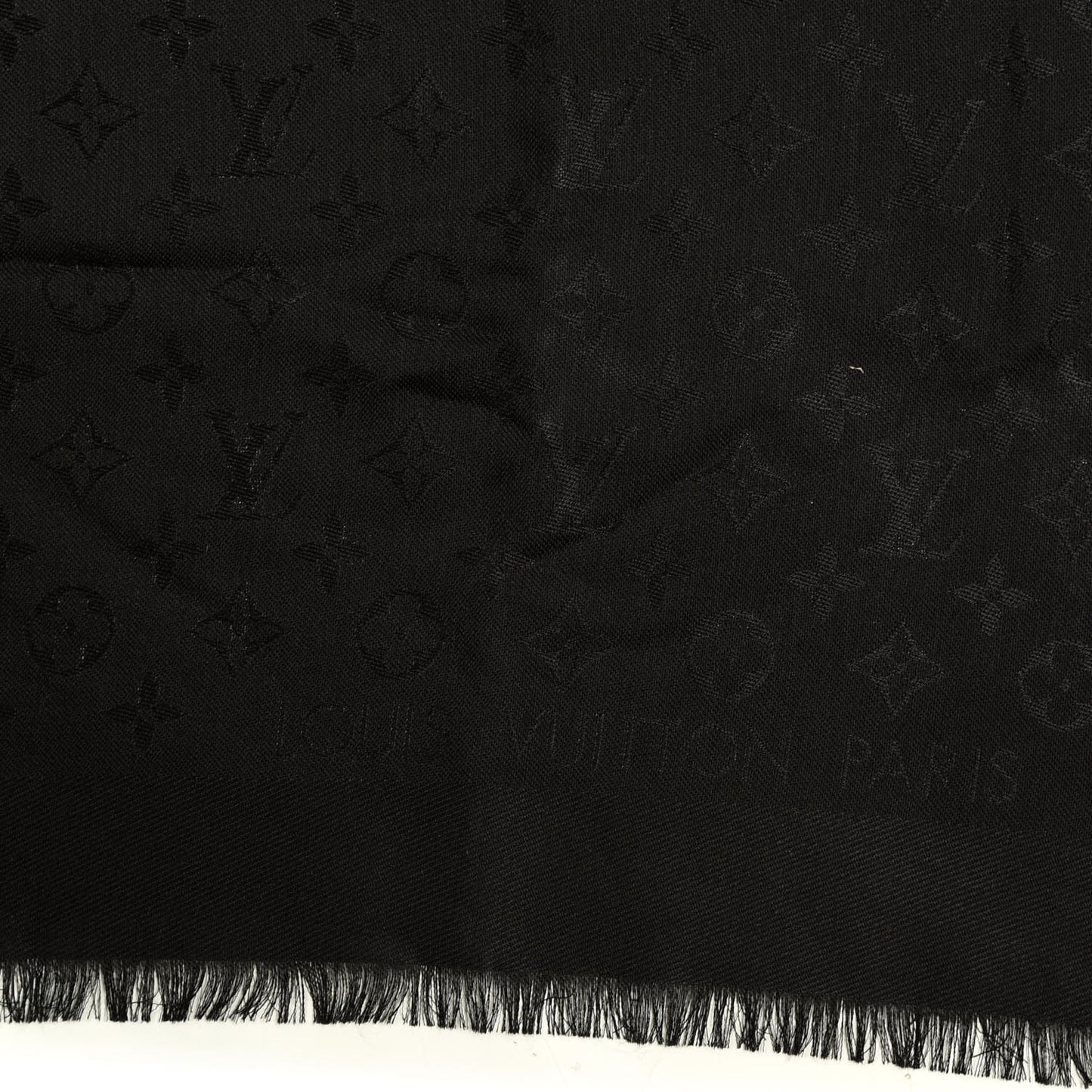 Silk Wool Monogram Shawl Black