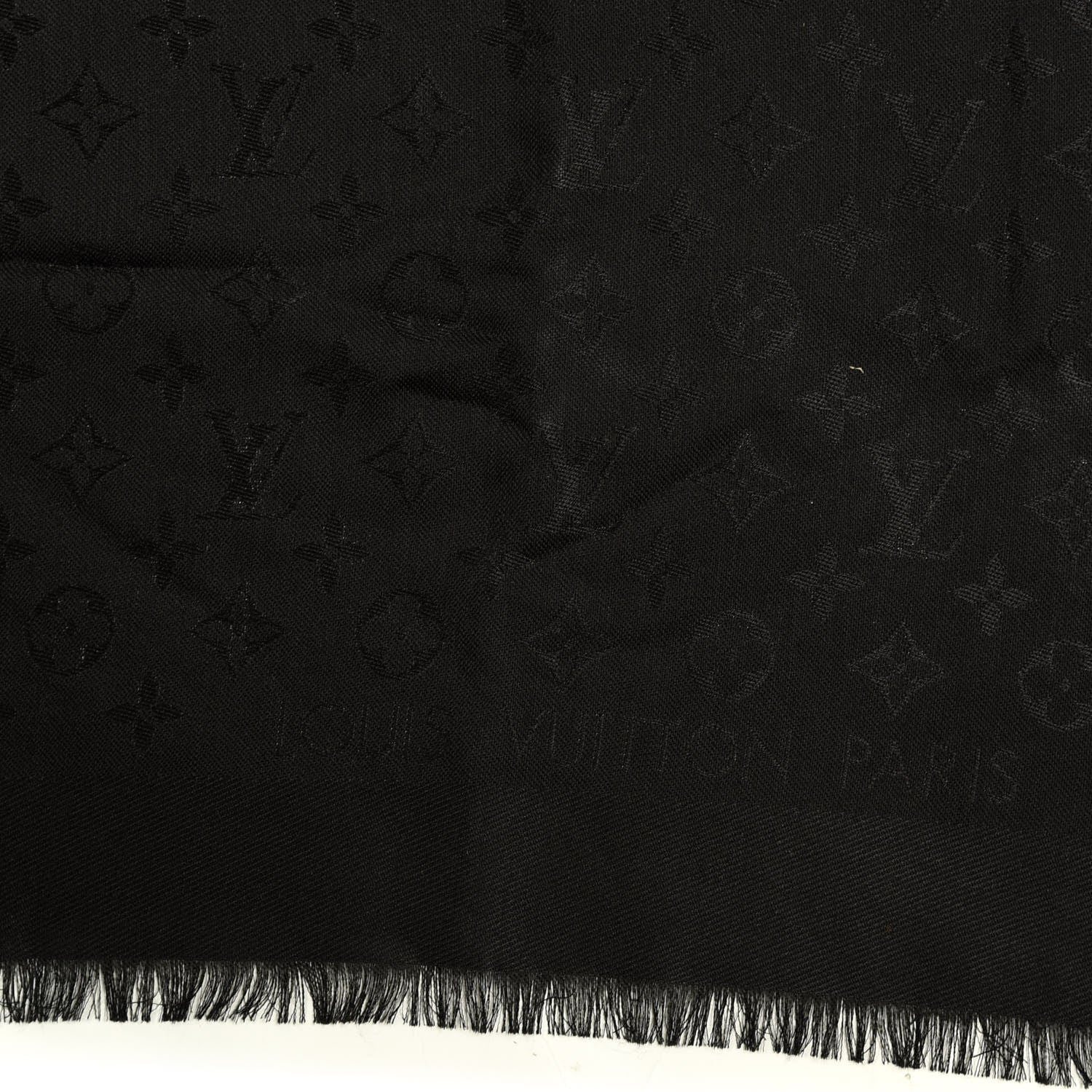 Louis Vuitton Silk Wool Monogram Shawl Black 2 of 3
