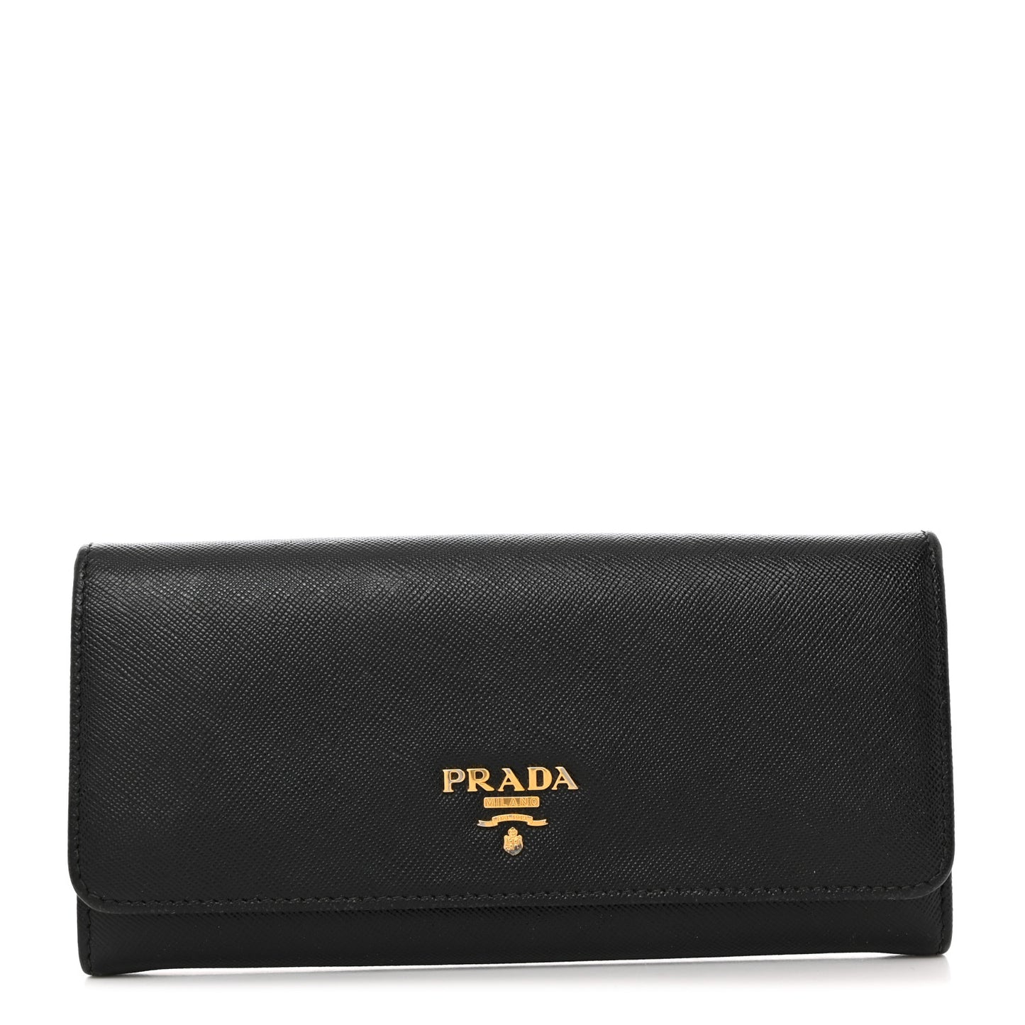 Saffiano Metal Continental Flap Wallet Black