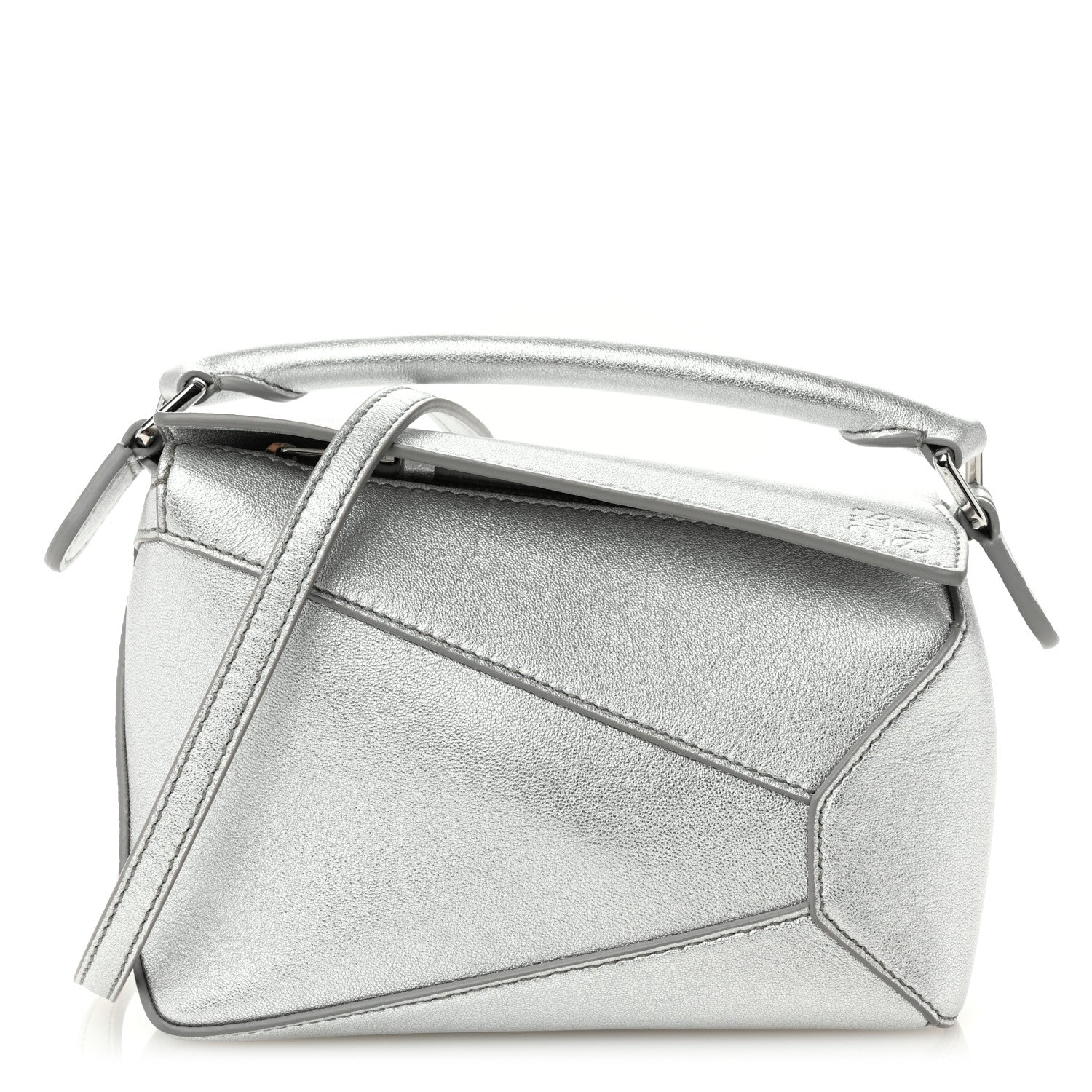 Loewe Laminated Lambskin Mini Puzzle Edge Bag Silver 1 of 9
