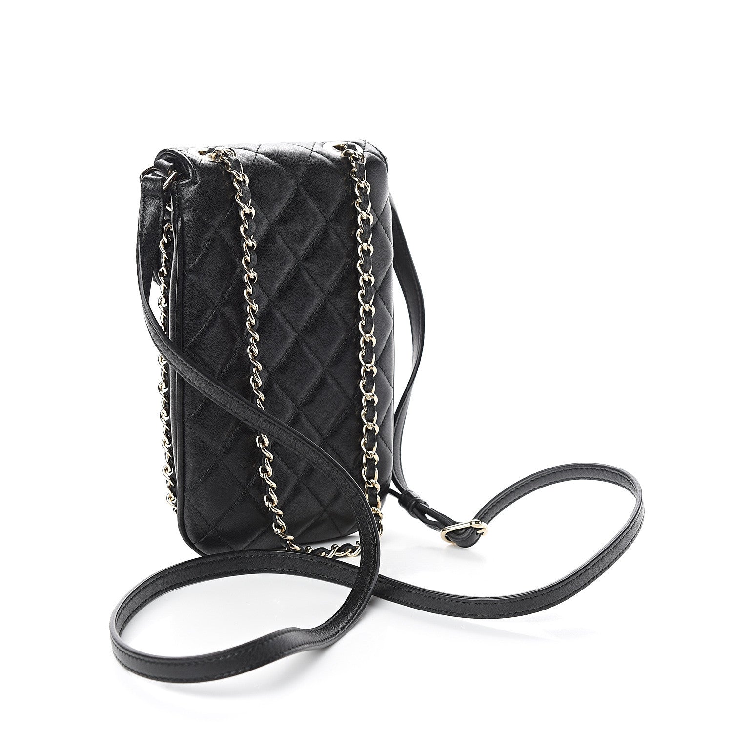 Chanel Lambskin Quilted Chain Around Flap Crossbody Black 2 of 11