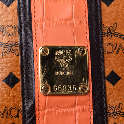 MCM Visetos Crocodile Embossed Shopper Tote Cognac 7 of 13