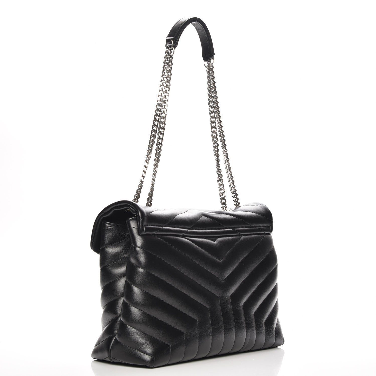 Saint Laurent Calfskin Y Quilted Monogram Medium Loulou Chain Satchel Black 3 of 7