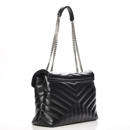 Saint Laurent Calfskin Y Quilted Monogram Medium Loulou Chain Satchel Black 3 of 7