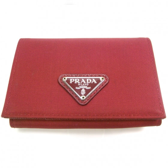 Tessuto Saffiano Compact Wallet Rosso
