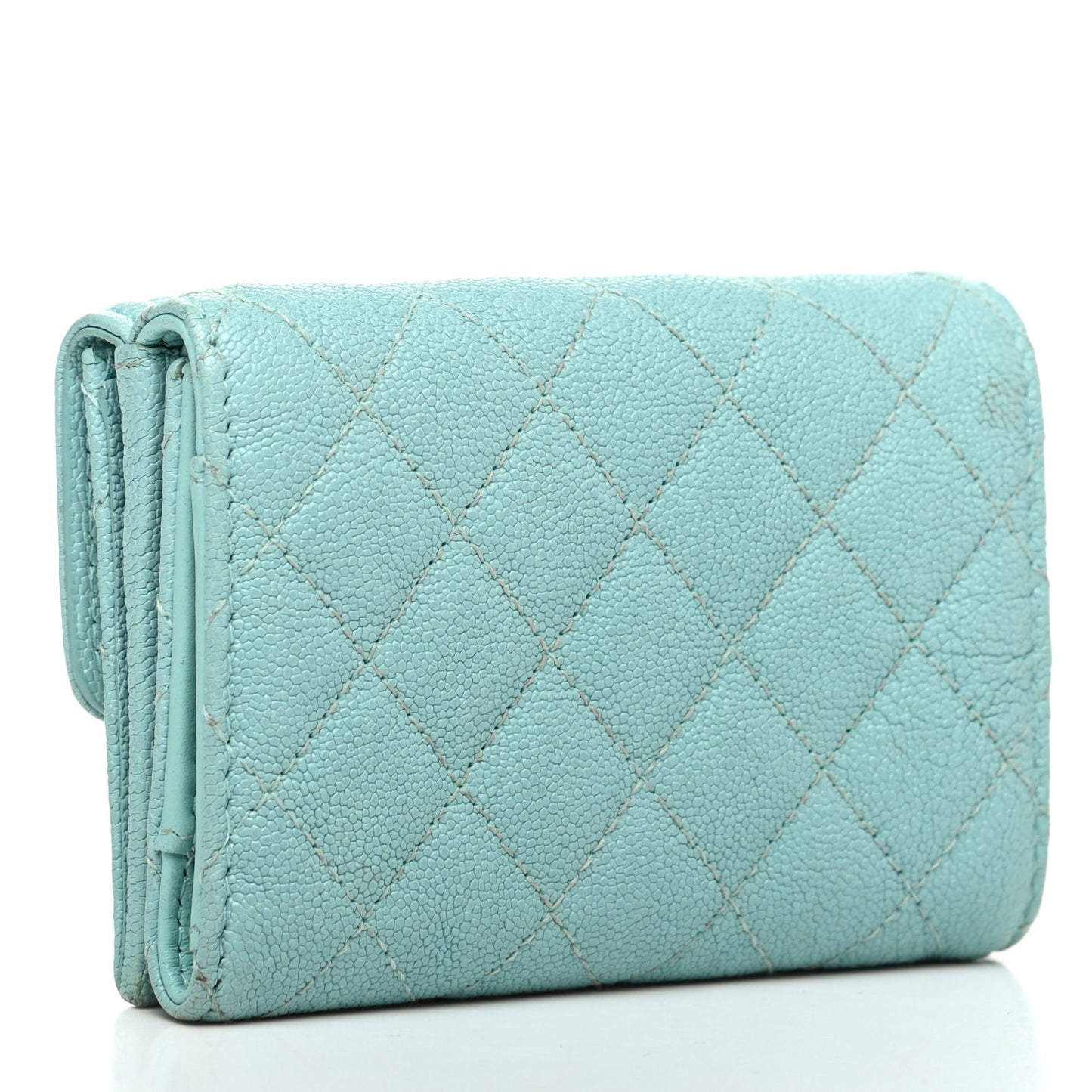 Caviar Quilted Small Boy Flap Wallet Light Blue