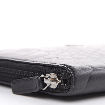 Chanel Lambskin Camellia Embossed Zip Around Organizer Wallet Black 8 of 15