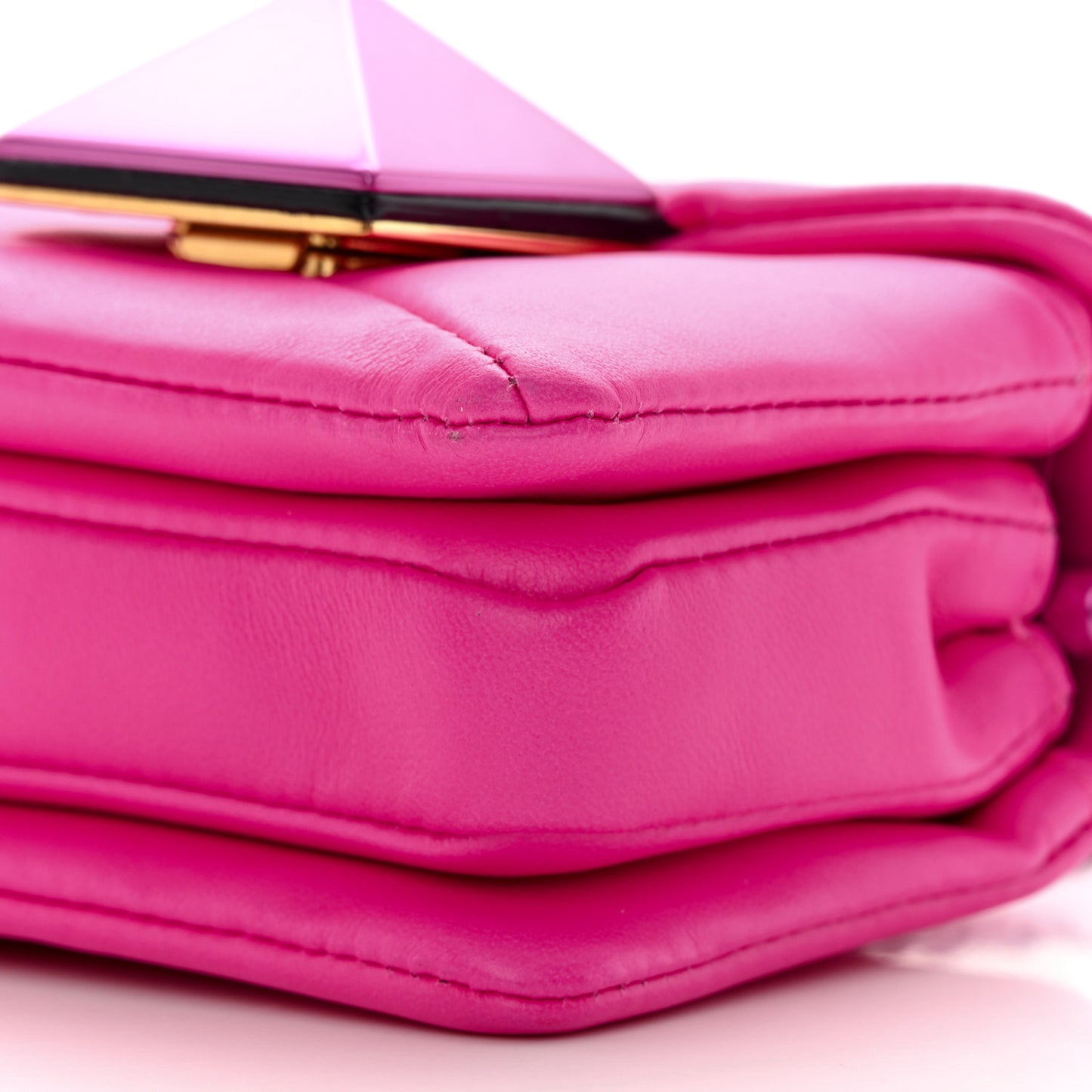 Nappa Tonal Monochrome Micro One Stud Chain Bag Pink PP