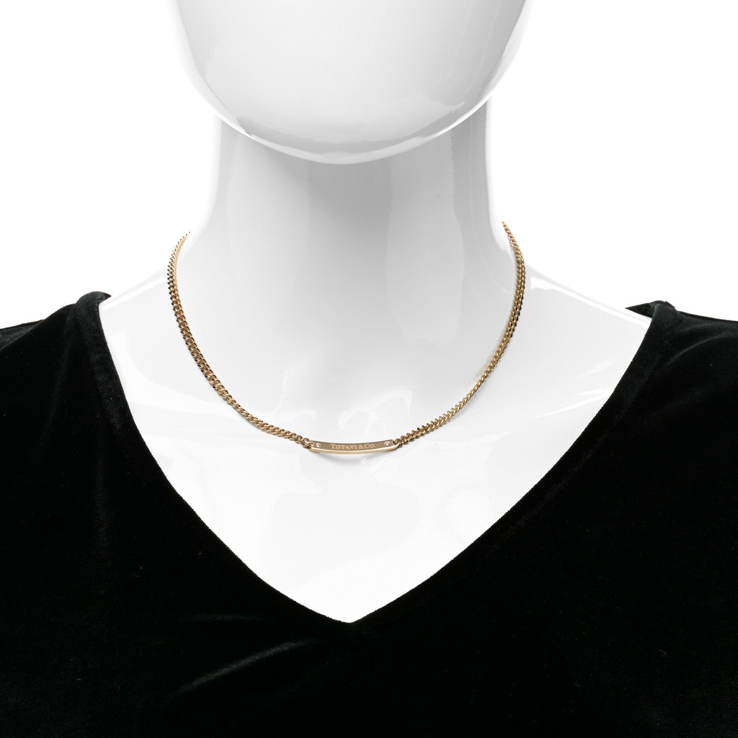 Tiffany 18K Rose Gold Diamond Micro Link ID Chain Necklace 2 of 6