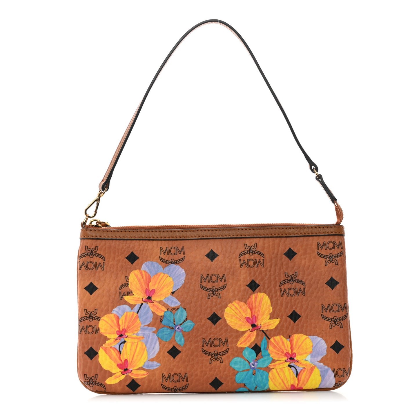 Visetos Anya Essential Floral Print Shopper Tote Pouch Cognac