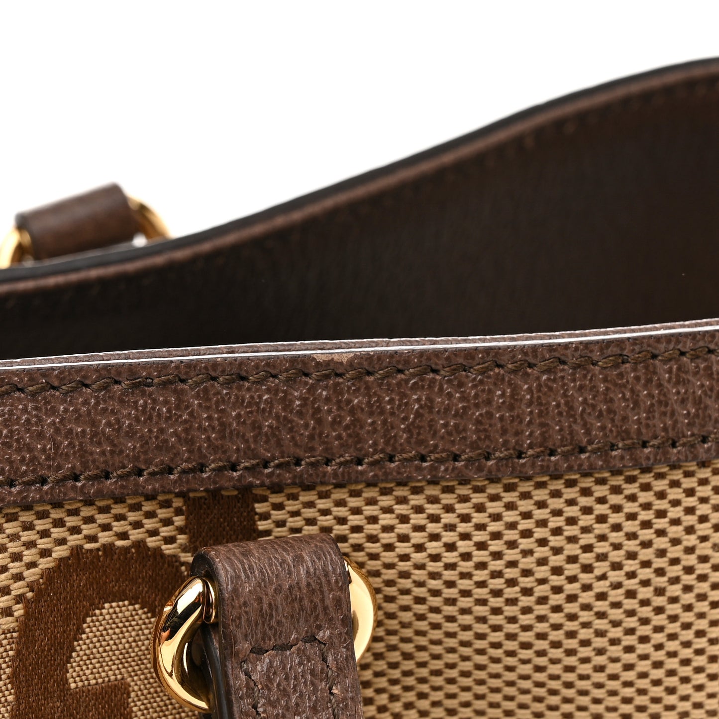 Monogram Jumbo GG Textured Dollar Calfskin Web Medium Ophidia Shopping Tote Camel Ebony