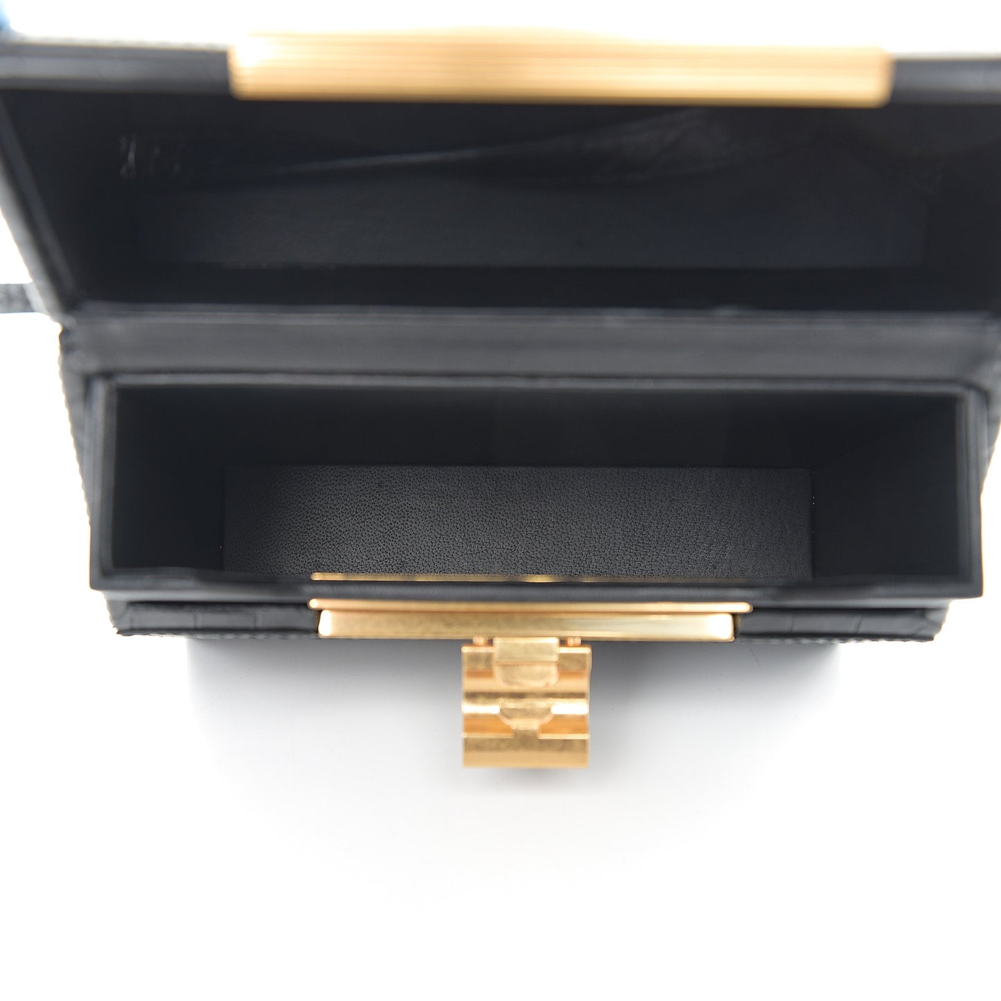 Calfskin Crocodile Embossed Daisey Box Clutch Black