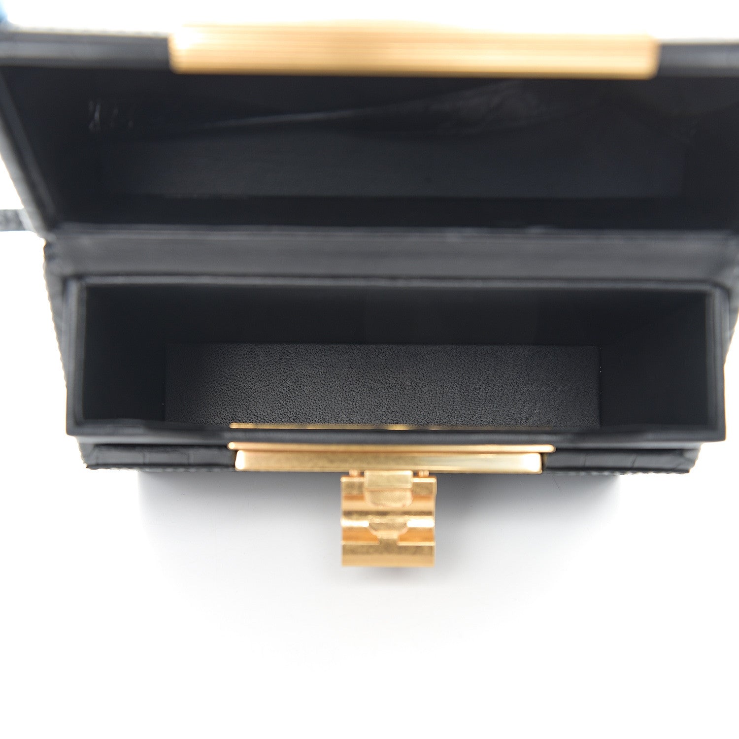 Bottega Veneta Calfskin Crocodile Embossed Daisey Box Clutch Black 4 of 9
