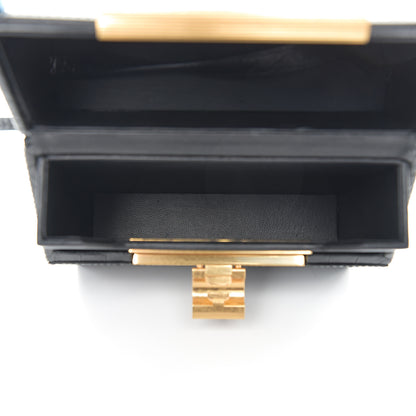 Bottega Veneta Calfskin Crocodile Embossed Daisey Box Clutch Black 4 of 9