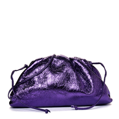Bottega Veneta Metallic Crinkled Lambskin The Mini Pouch Viola 1 of 5