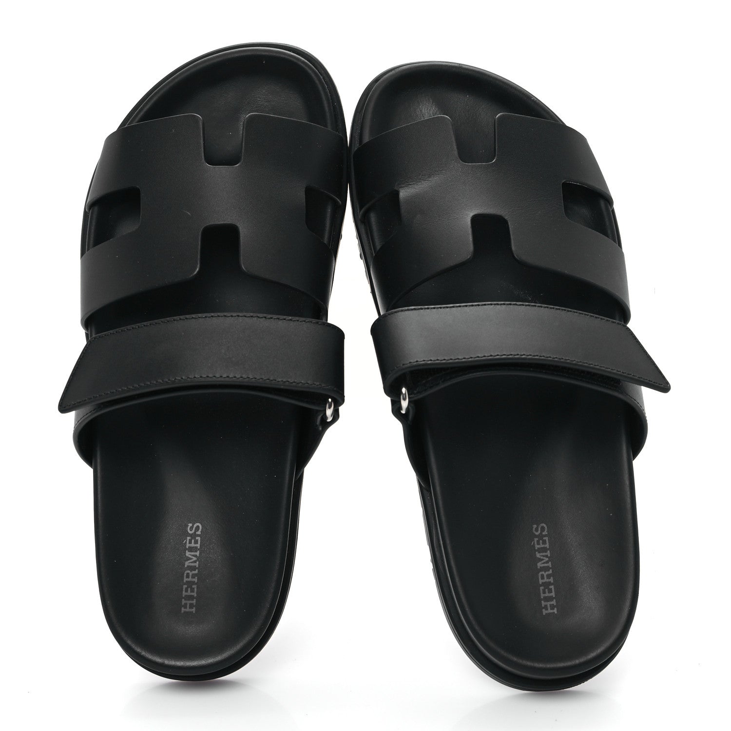Hermes Calfskin Womens Chypre Sandals 38.5 Black 2 of 10