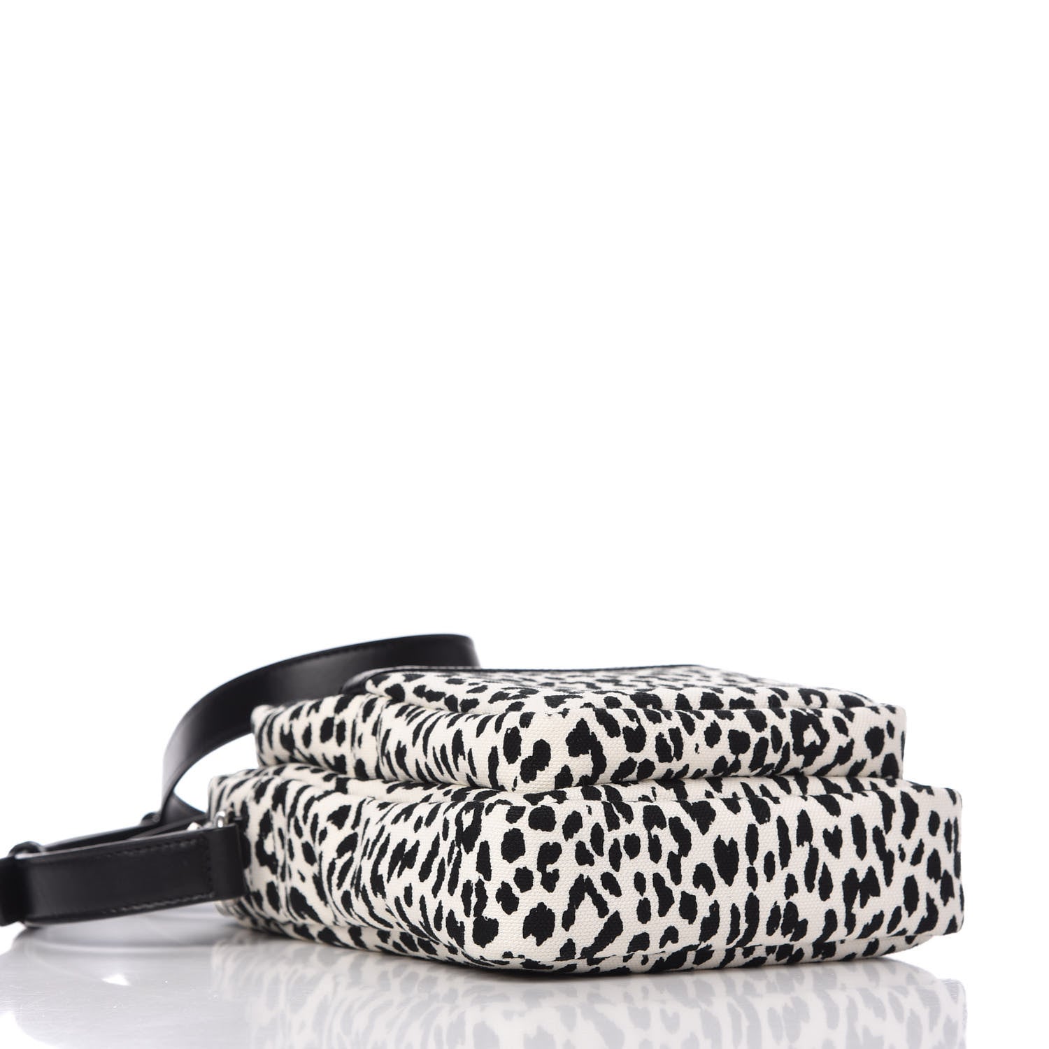Saint Laurent Canvas Leopard Print Sid Messenger Bag Black White 4 of 9