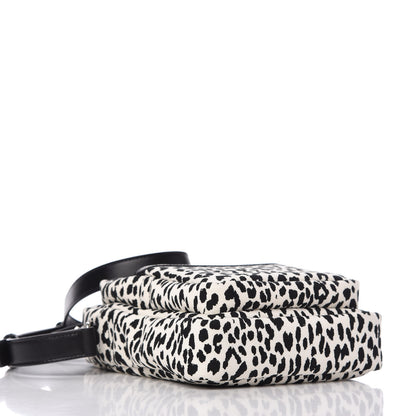 Saint Laurent Canvas Leopard Print Sid Messenger Bag Black White 4 of 9