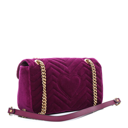 Gucci Velvet Matelasse Small GG Marmont Shoulder Bag Fuchsia Violet Cyclamen 2 of 10