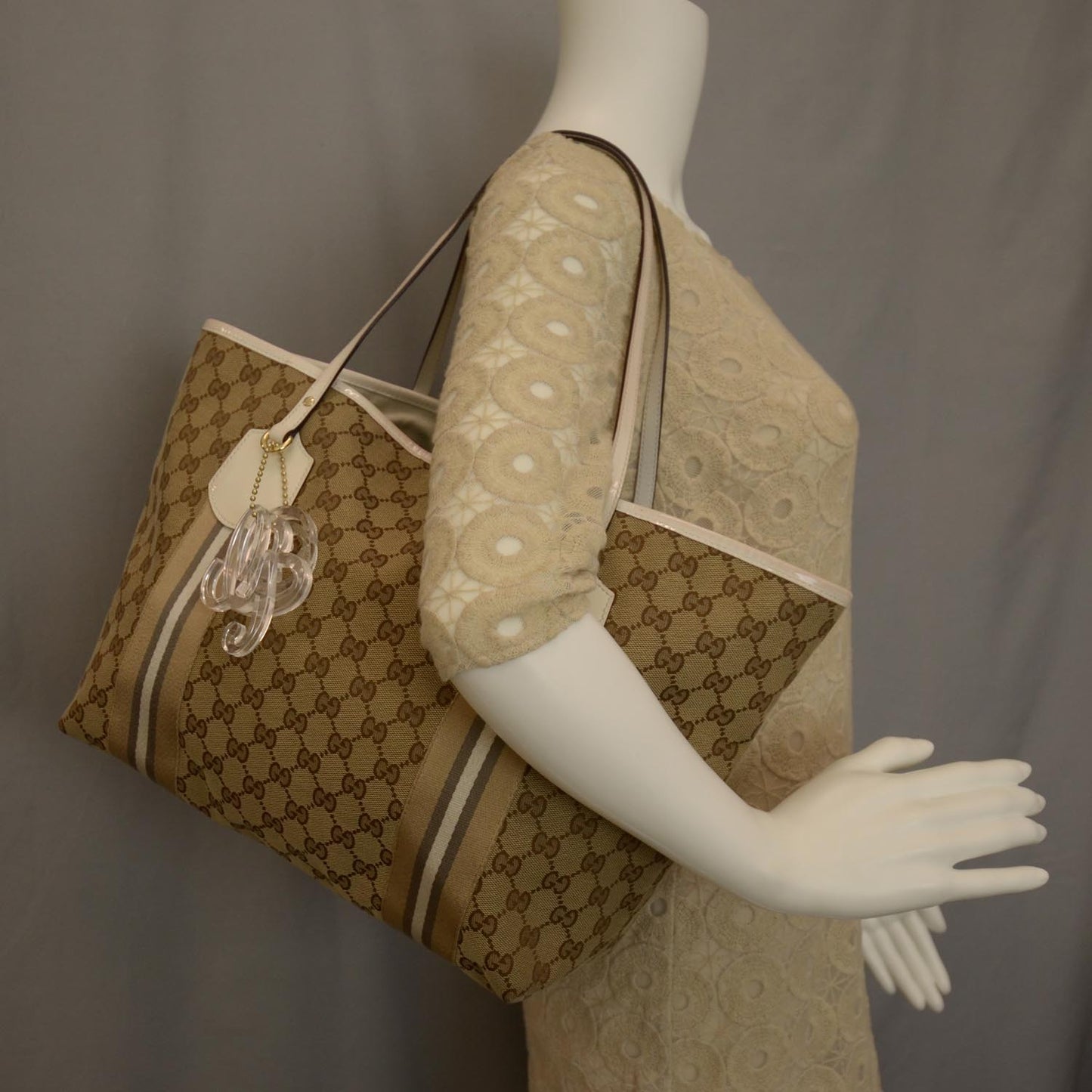 Monogram Web Large Jolie Tote White