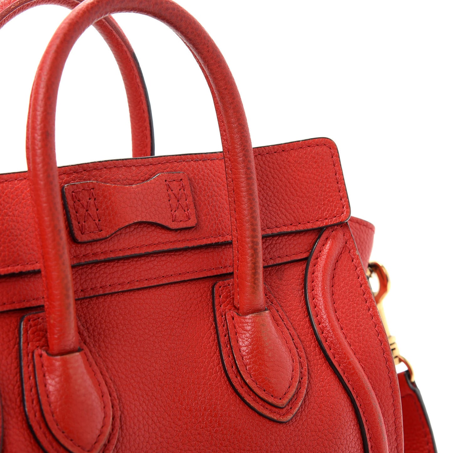 Drummed Calfskin Nano Luggage Coquelicot