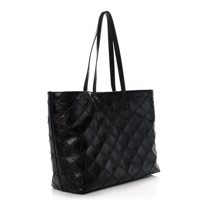 Saint Laurent Crinkled Calfskin Quilted East West Shopping Tote Black 3 of 11
