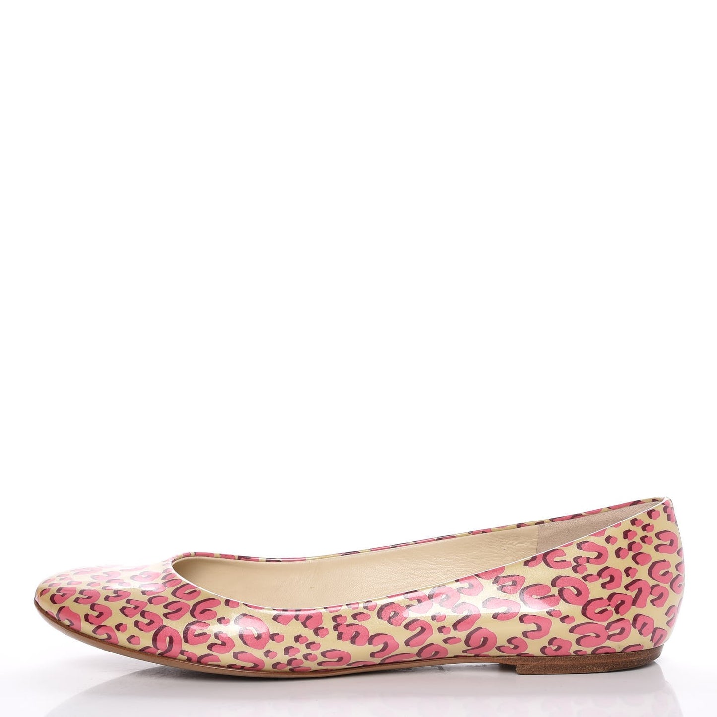Patent Leopard Ballet Flats 40 Blanc Corail