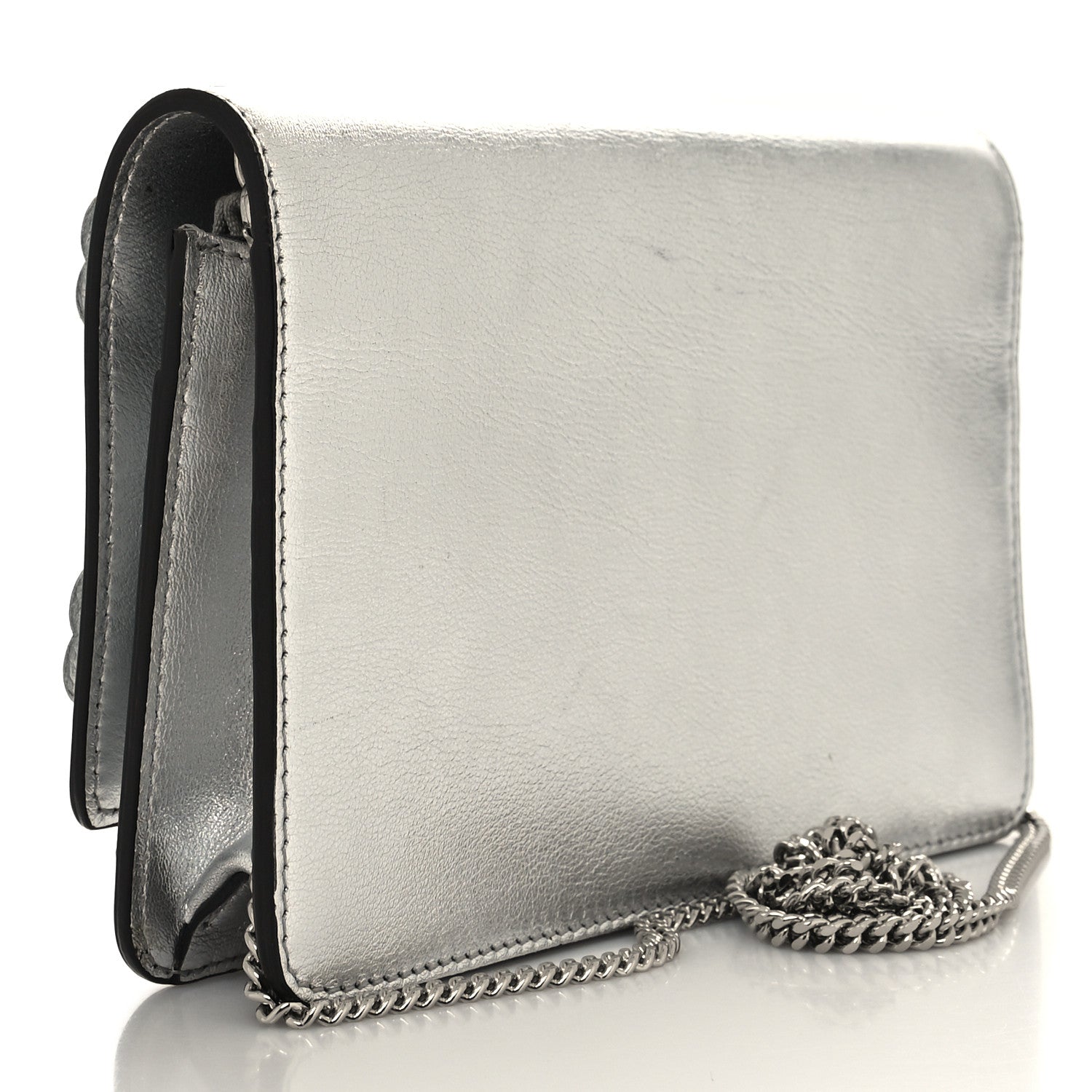 Fendi Vitello Catalan Mirror Flowerland Tube Wallet On Chain Argento 2 of 11