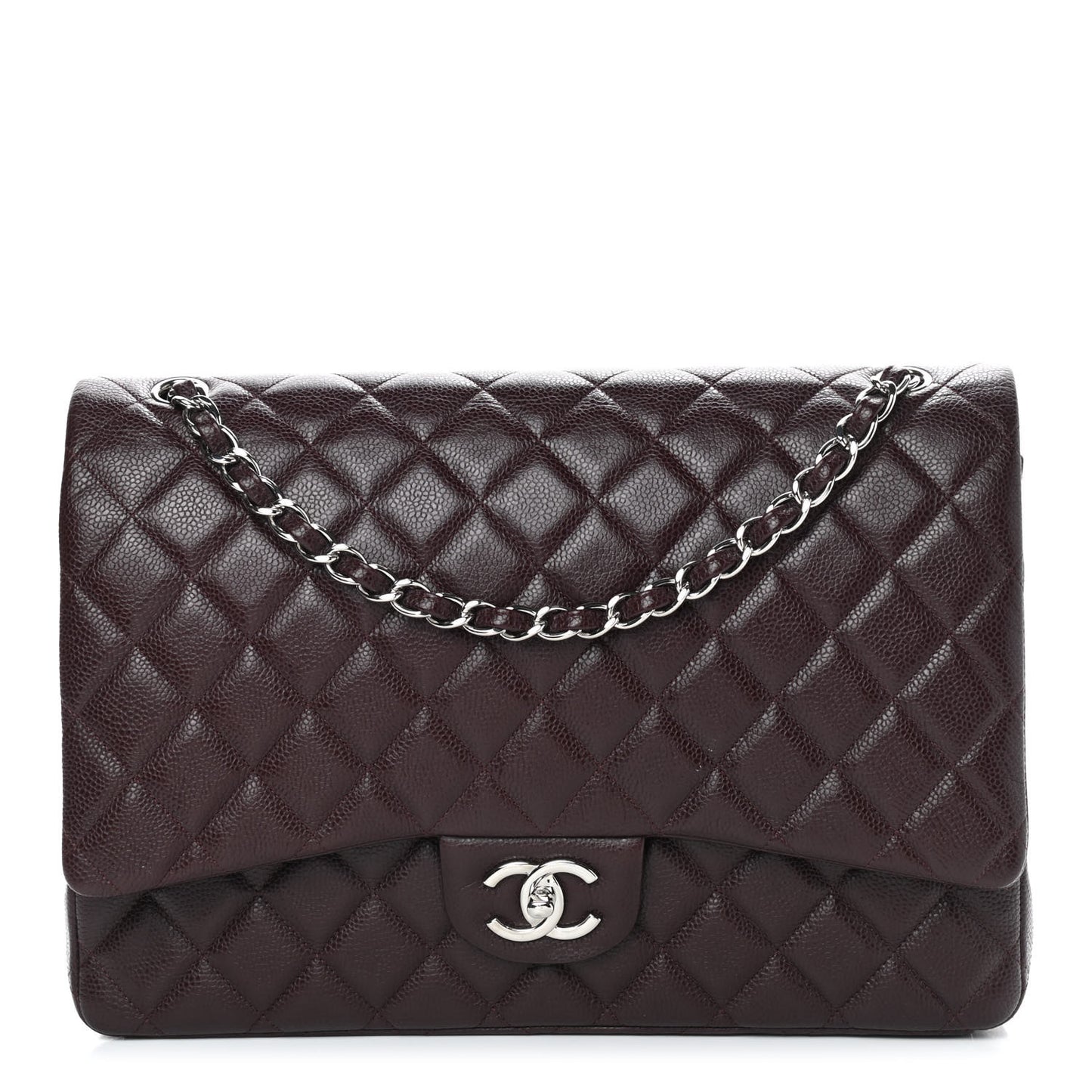 Caviar Quilted Maxi Double Flap Dark Purple