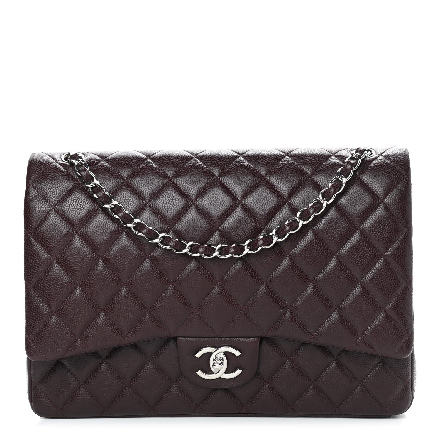 Chanel Caviar Quilted Maxi Double Flap Dark Purple 1 of 9