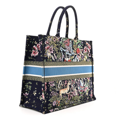 Christian Dior Canvas Embroidered Large D-Constellation Book Tote Blue Multicolor 3 of 11