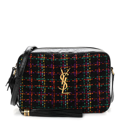 Saint Laurent Tweed Calfskin Monogram Lou Camera Bag Black 1 of 12