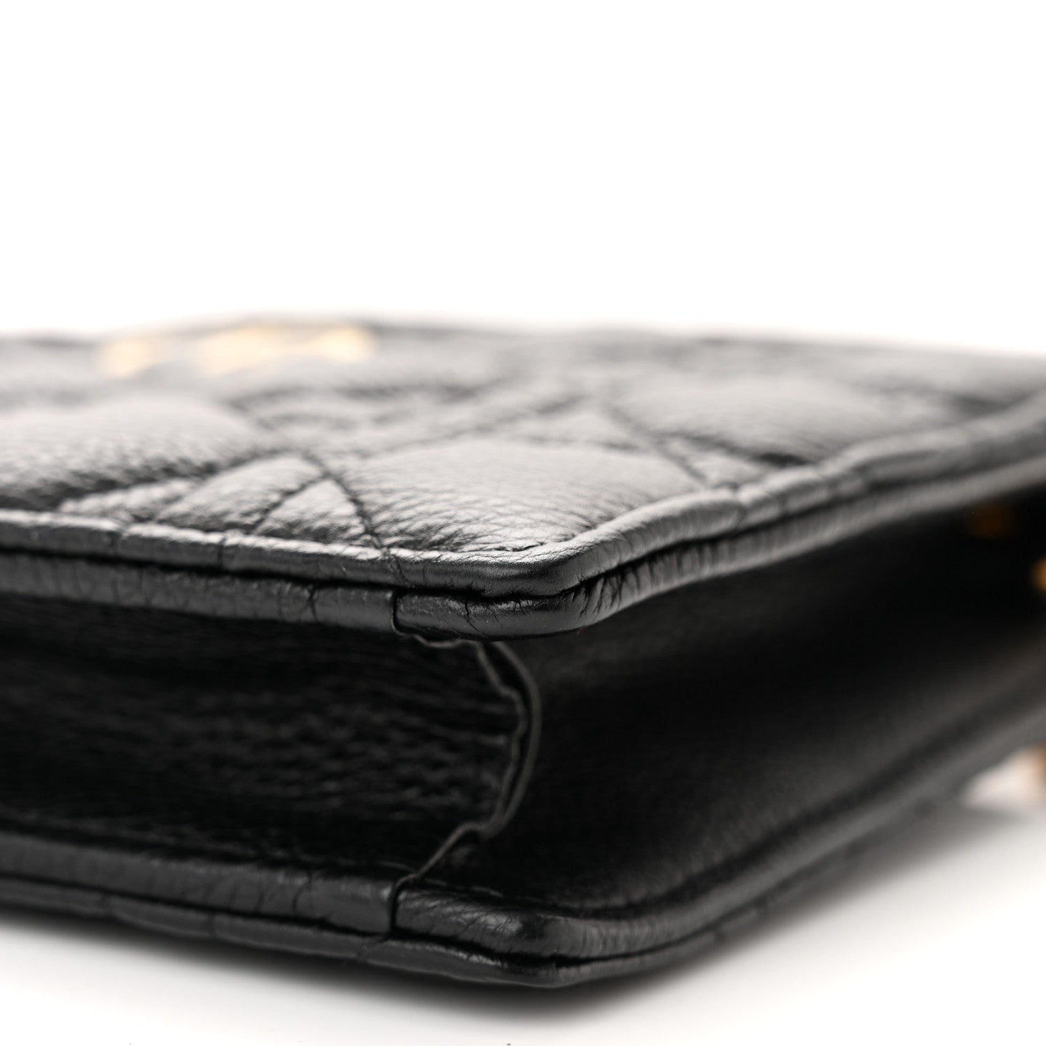 Christian Dior Calfskin Cannage Caro Zipped Pouch With Chain Black 10 of 11