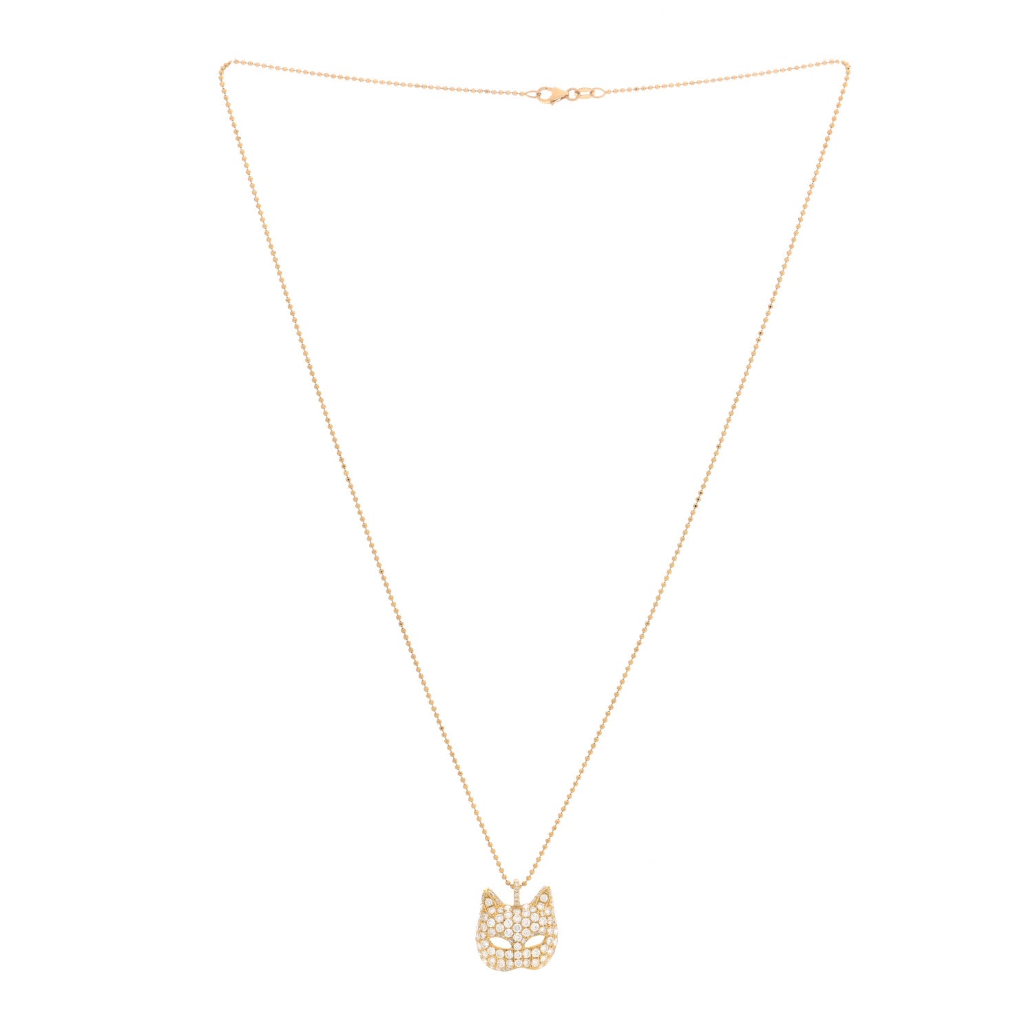 Anita Ko 18K Yellow Gold Diamond Cat Mask Pendant Necklace 3 of 5