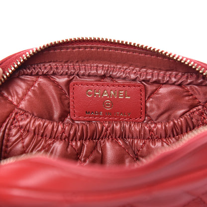 Chanel Caviar Quilted Small Curvy Pouch Cosmetic Case Dark Red 6 of 10