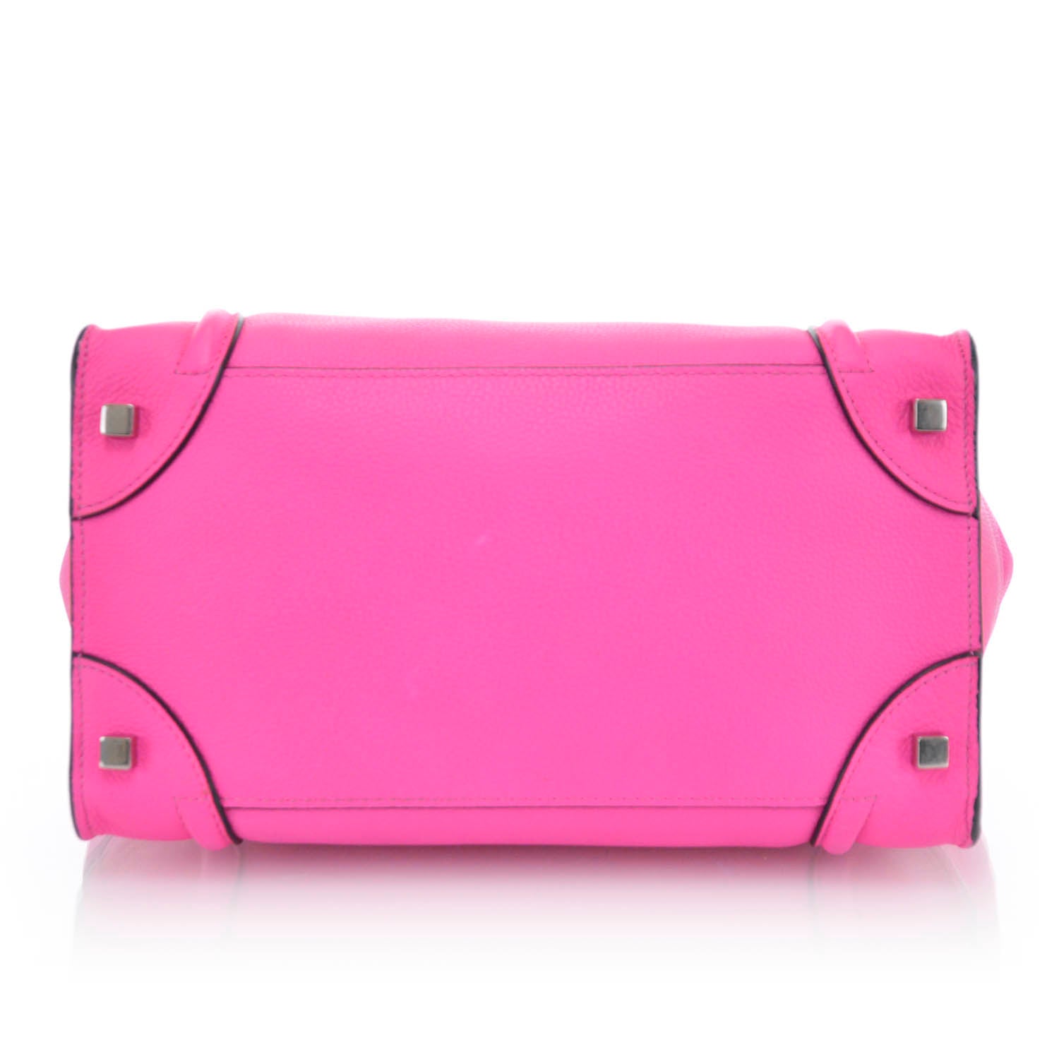 Celine Pebbled Leather Mini Luggage Fluo Pink 5 of 9