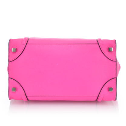 Celine Pebbled Leather Mini Luggage Fluo Pink 5 of 9