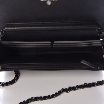 Chanel Crumpled Calfskin Quilted Wallet On Chain WOC So Black 5 of 11